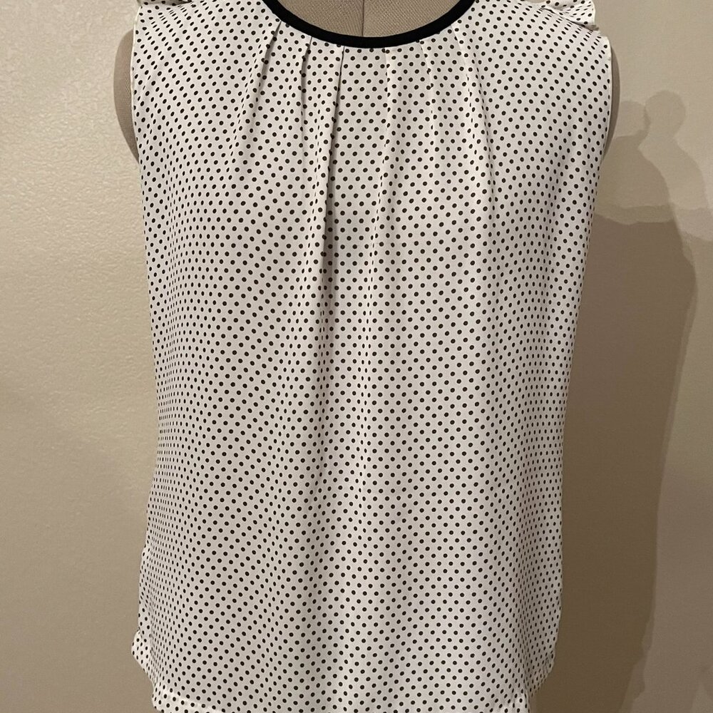 LOFT White Polka Dot Sleeveless Blouse